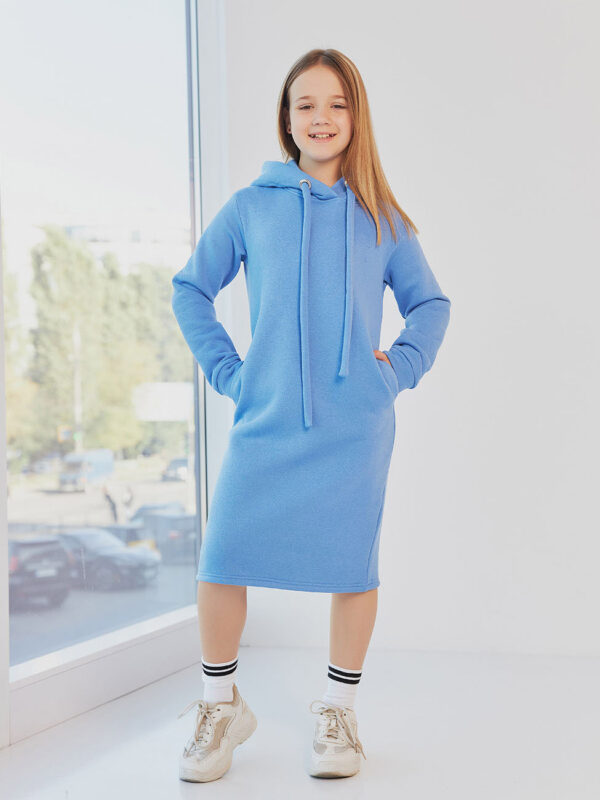 Тепла дитяча сукня-худі блакитна | 73208
