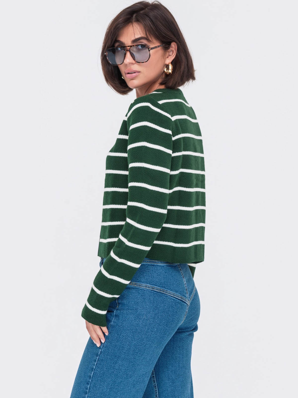 Кофта темно-зелена у смужку | 72912