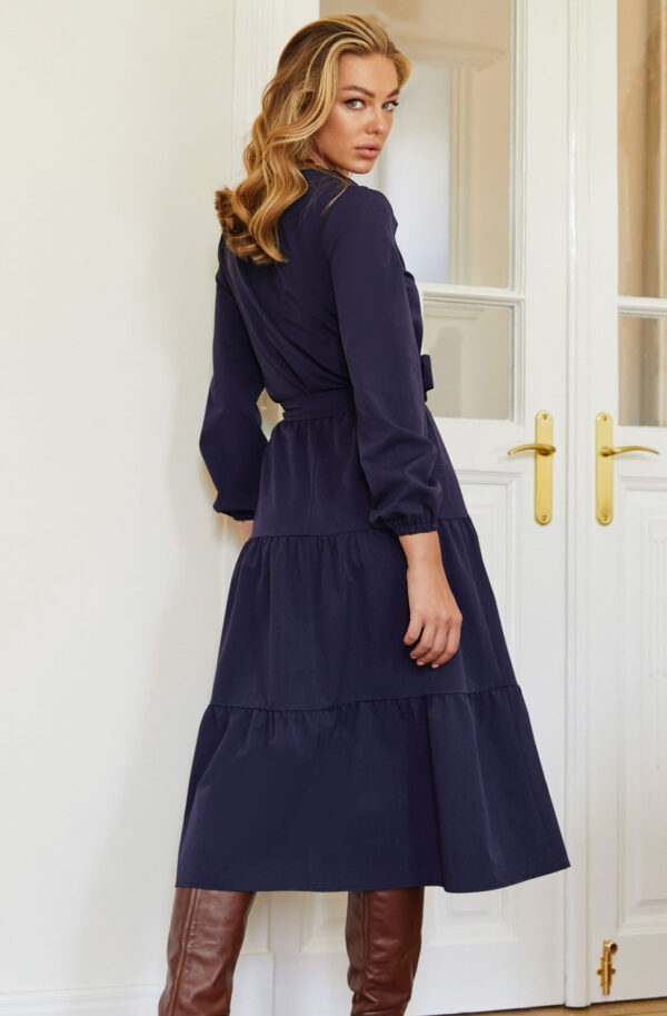 Демісезонна сукня-кльош темно-синя | 73406