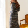 Трикотажна вовняна сукня чорна в клітинку | 73425