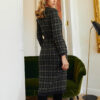 Трикотажна вовняна сукня зелена в клітинку | 73438