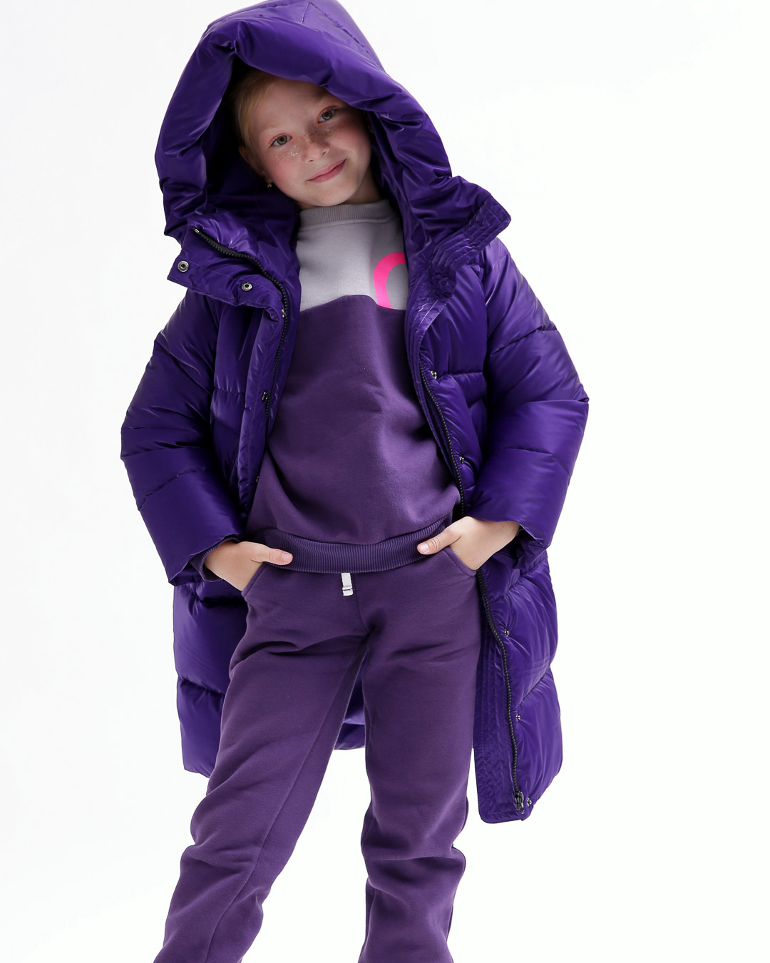 Пухова куртка зимова фіолетова для дівчаток | 73359 Пухова куртка зимова фіолетова для дівчаток | 73359