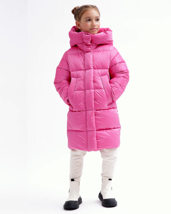 Пухова куртка зимова рожева для дівчаток | 73376