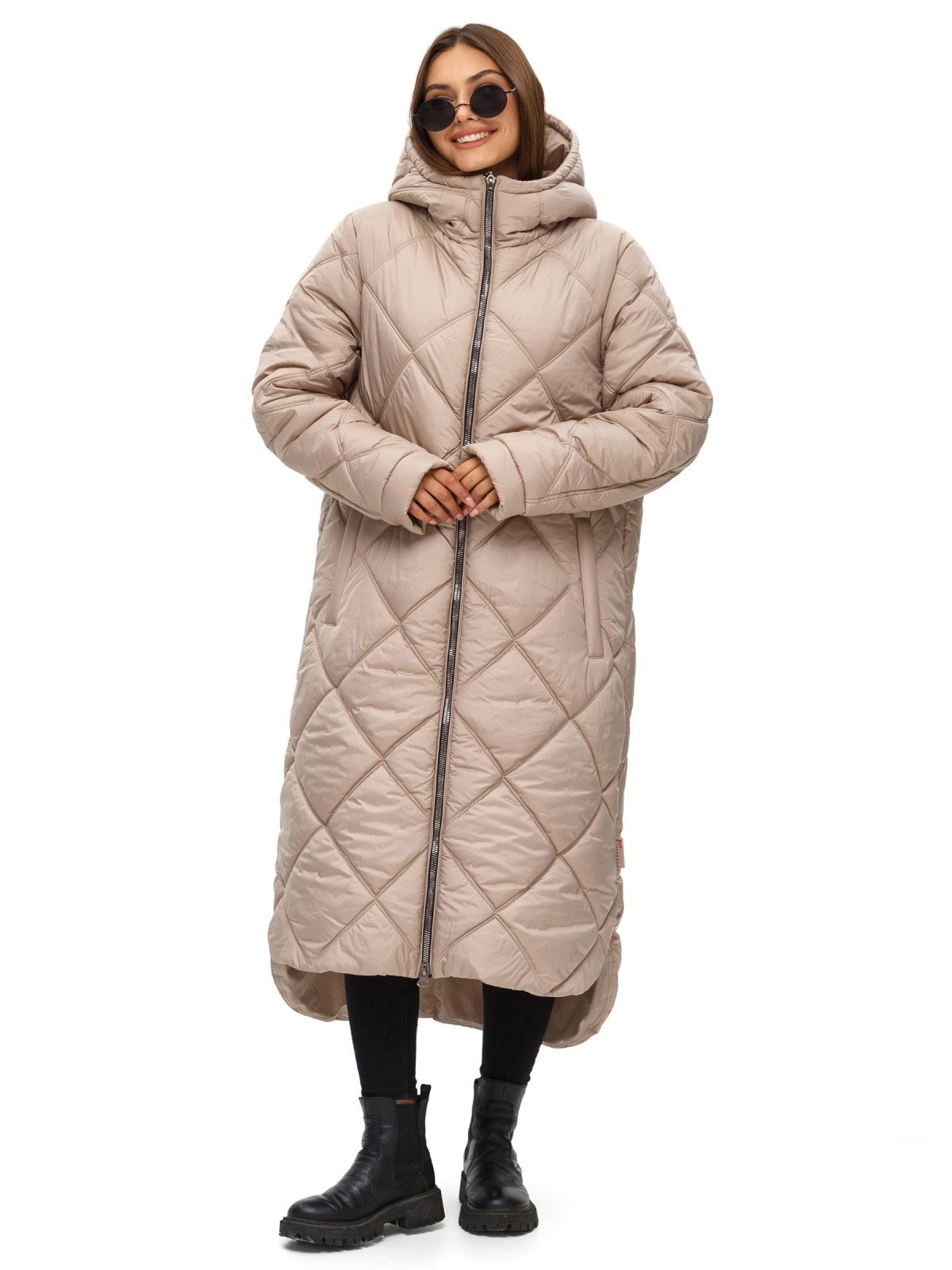 Стьобана довга зимова куртка бежева | 74635 Стьобана довга зимова куртка бежева | 74635