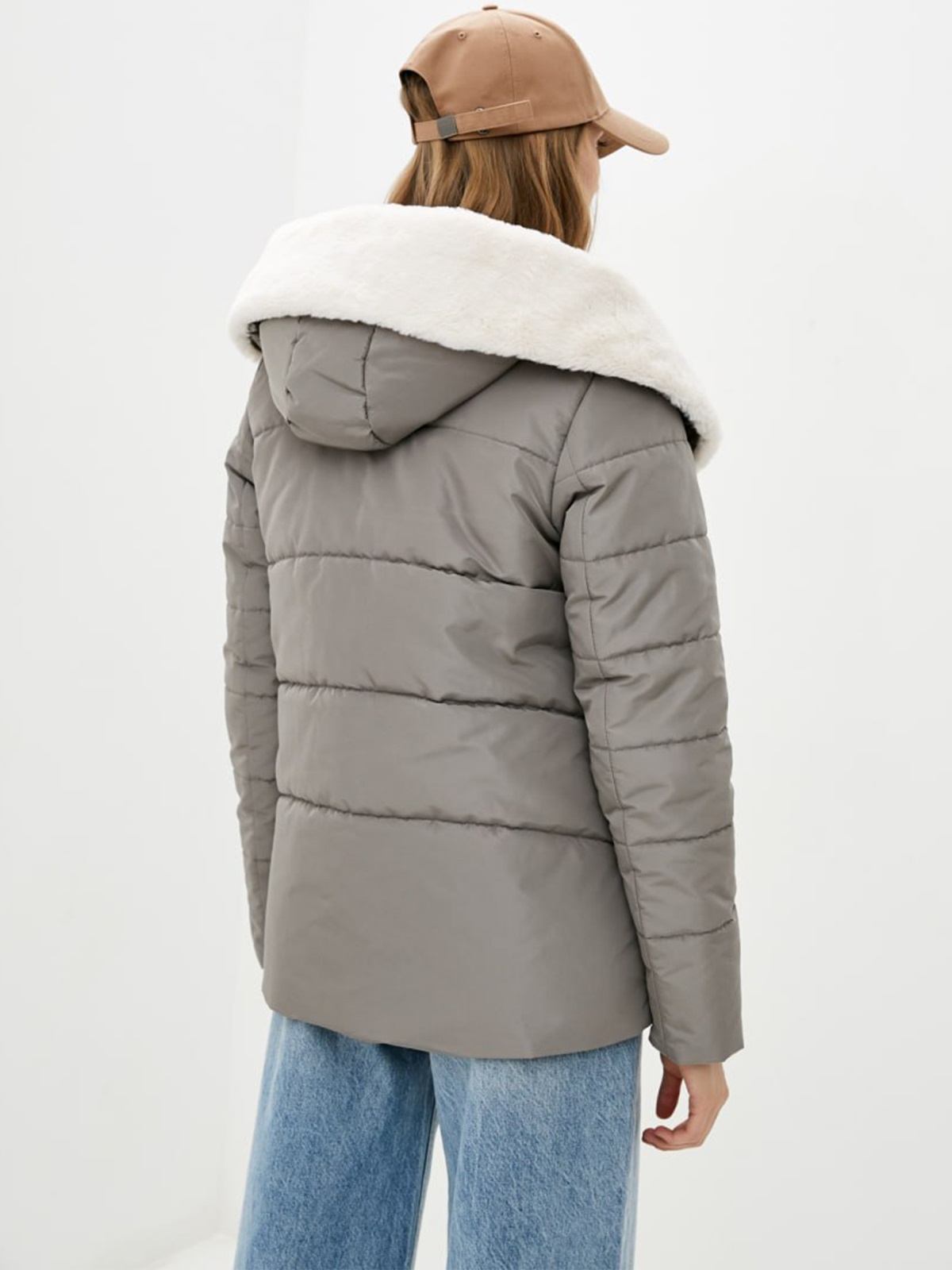 Коротка куртка на теплу зиму сіра | 74611