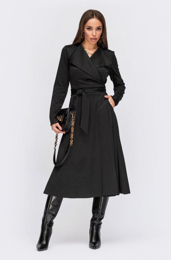 Плаття чорне на запах з коміром апаш | 74650