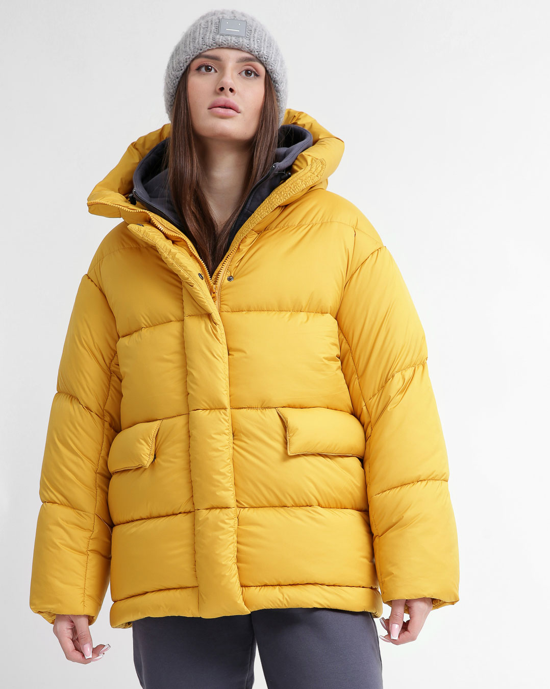 Жіночий короткий пуховик гірчичний | 74357 Жіночий короткий пуховик гірчичний | 74357