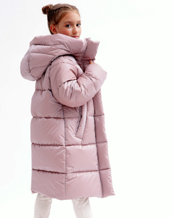 Пухова куртка зимова пудрова для дівчаток | 74588