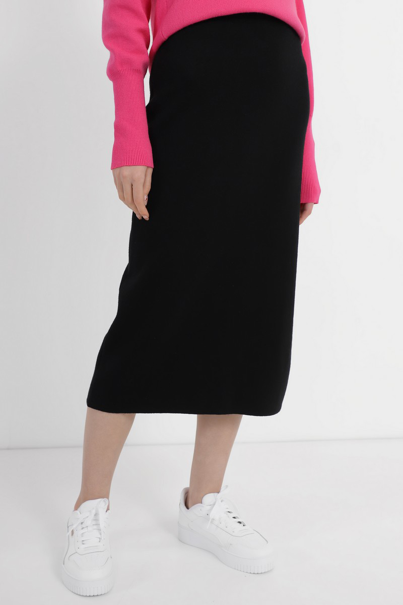 Трикотажна спідниця з розрізом чорна | 73895 Трикотажна спідниця з розрізом чорна | 73895
