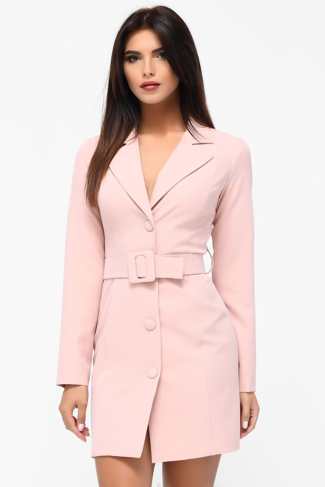 Демісезонне плаття-жакет пудрове | 74047 Демісезонне плаття-жакет пудрове | 74047