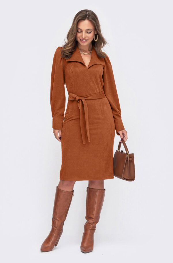 Замшеве плаття-футляр коричневе | 74719