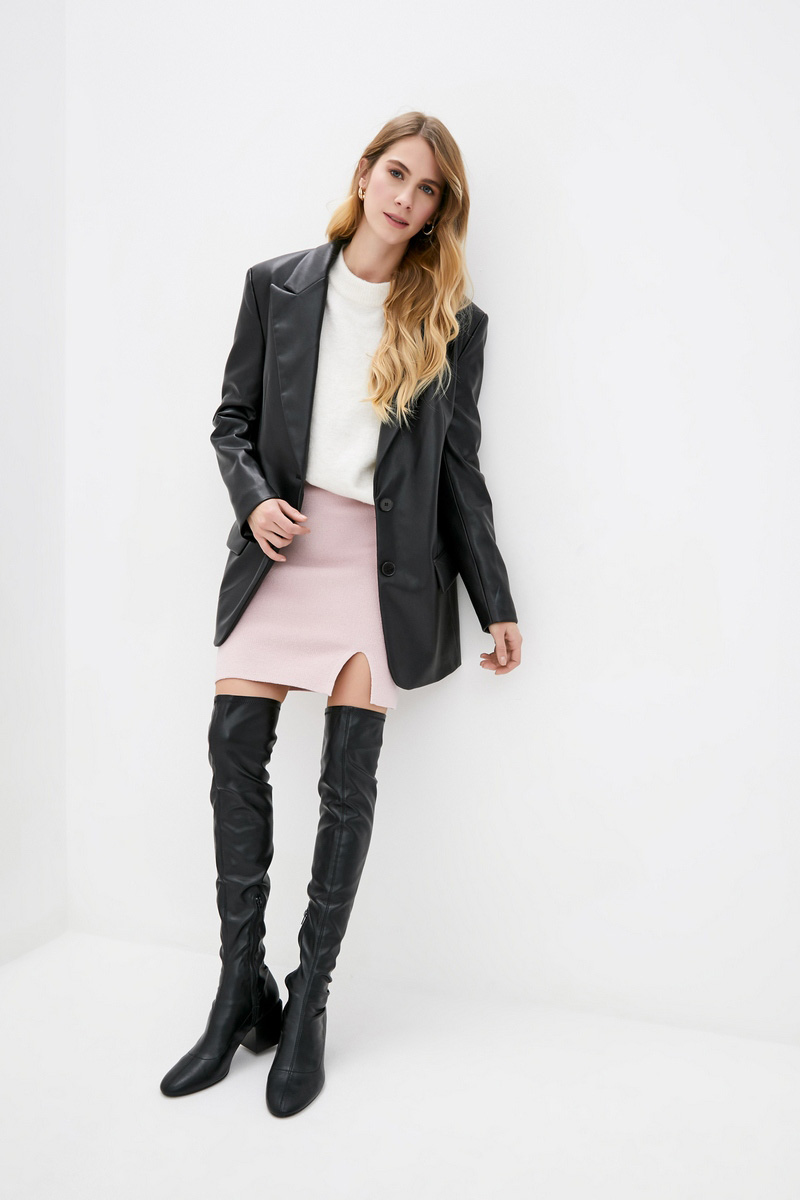 В'язана міні спідниця-олівець пудрова | 73937 В'язана міні спідниця-олівець пудрова | 73937