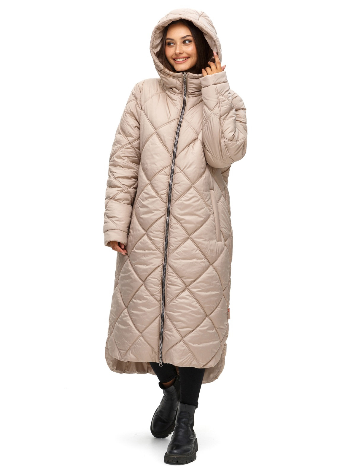 Стьобана довга зимова куртка бежева | 74635 Стьобана довга зимова куртка бежева | 74635