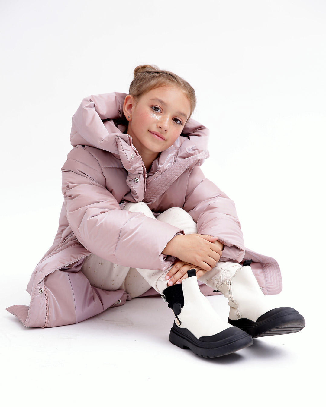 Пухова куртка зимова пудрова для дівчаток | 74588 Пухова куртка зимова пудрова для дівчаток | 74588