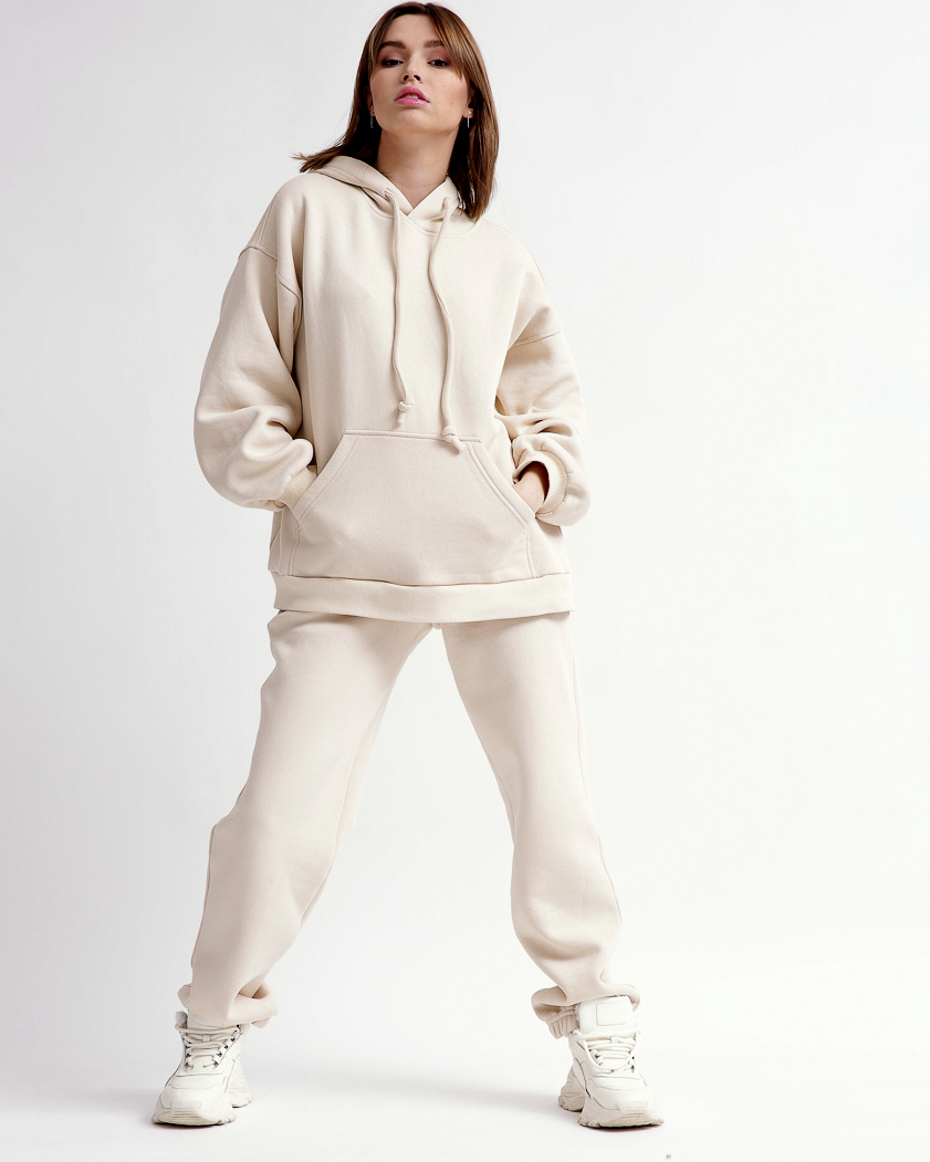 Теплий спортивний костюм на флісі бежевий | 74245