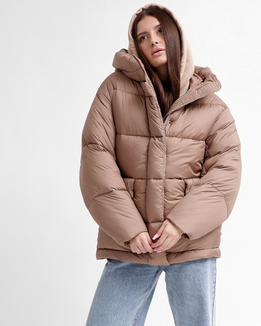 Жіночий короткий пуховик кольору капучино | 74335 Жіночий короткий пуховик кольору капучино | 74335