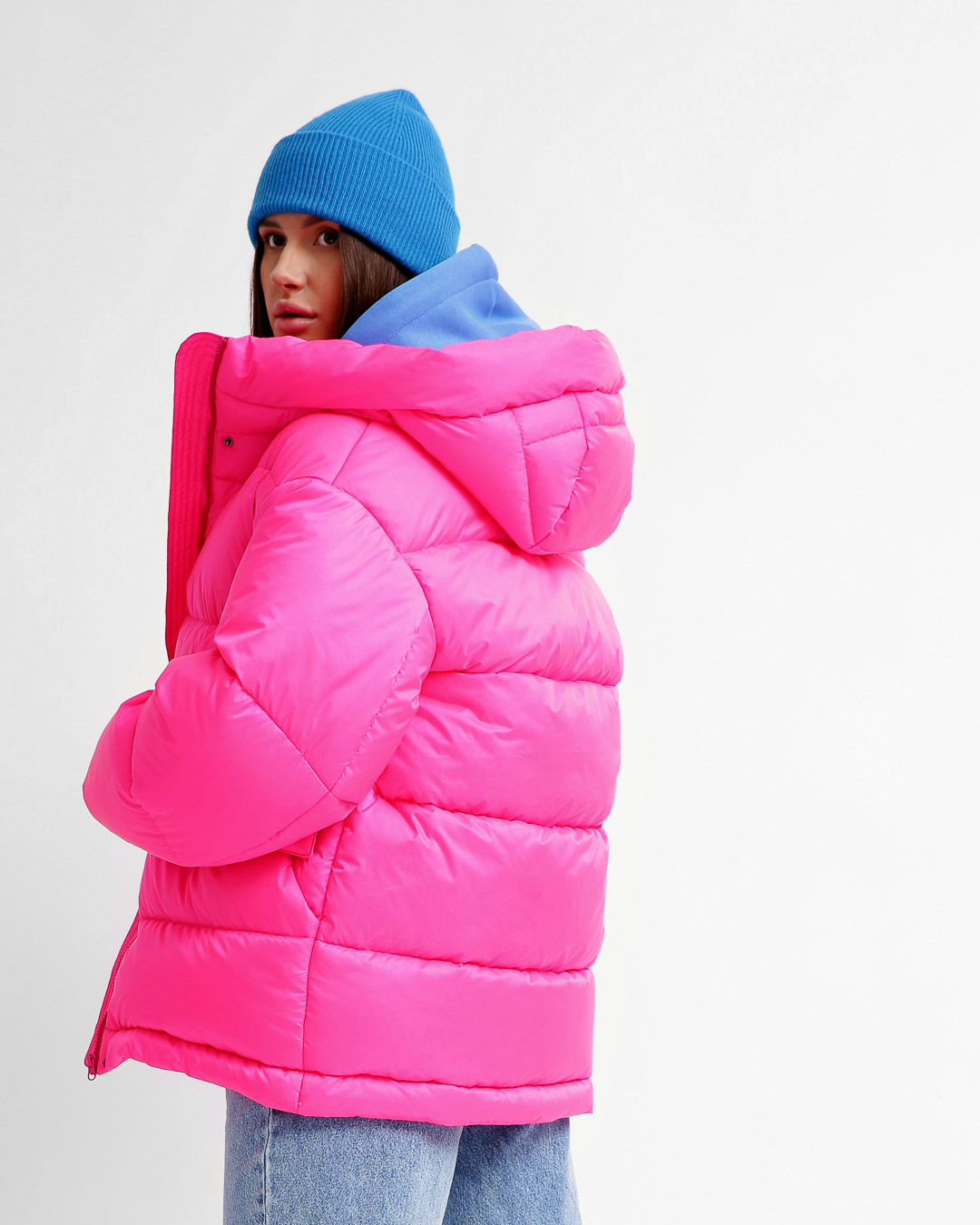 Жіночий короткий пуховик малиновий | 74278 Жіночий короткий пуховик малиновий | 74278