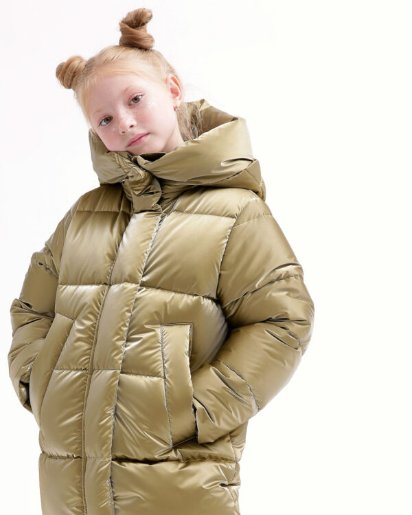 Пухова куртка зимова бронзова для дівчаток | 74597