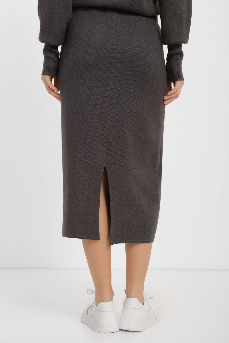 Трикотажна спідниця з розрізом темно-сіра | 73888 Трикотажна спідниця з розрізом темно-сіра | 73888