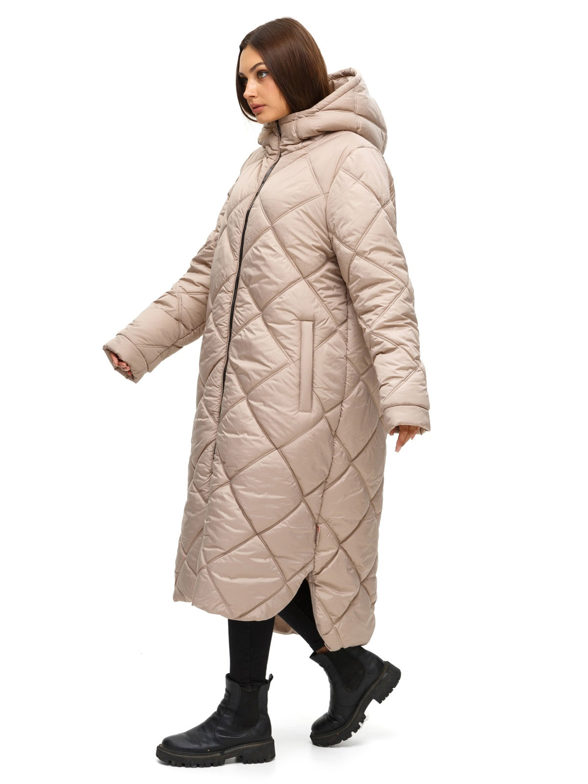 Стьобана довга зимова куртка бежева | 74635 Стьобана довга зимова куртка бежева | 74635