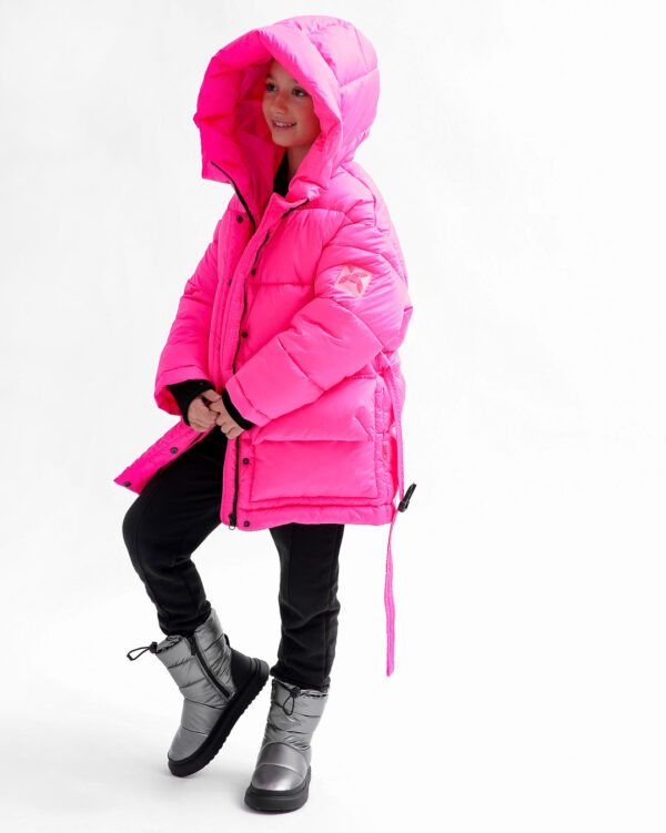 Пухова куртка для дівчаток яскраво-рожева | 74560