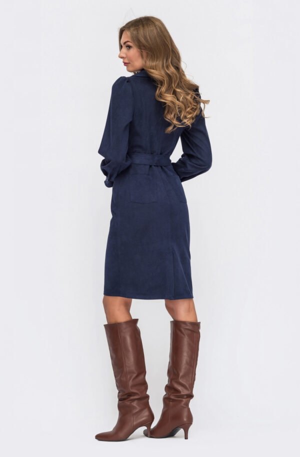 Замшеве плаття-футляр темно-синє | 74730