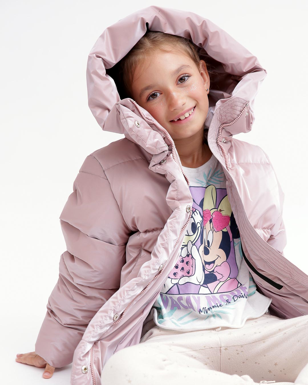 Пухова куртка зимова пудрова для дівчаток | 74588 Пухова куртка зимова пудрова для дівчаток | 74588