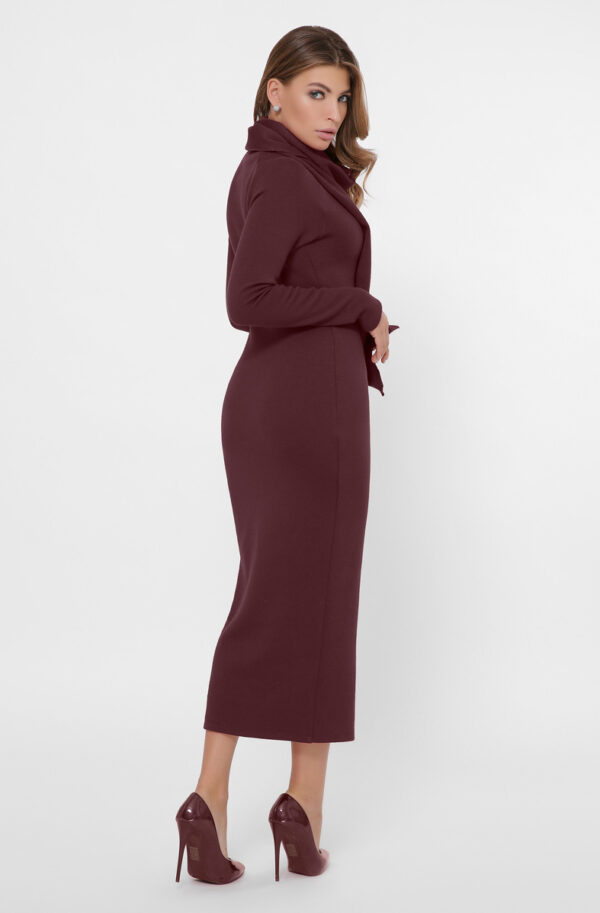 Сукня-гольф марсала зі знімним шарфом | 74134