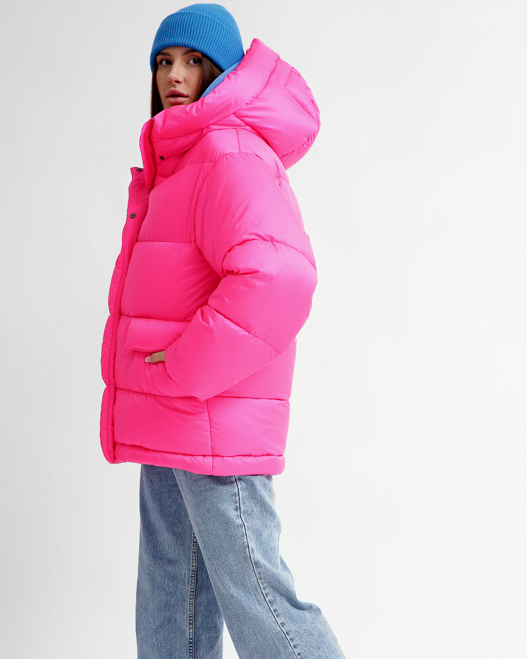Жіночий короткий пуховик малиновий | 74278 Жіночий короткий пуховик малиновий | 74278