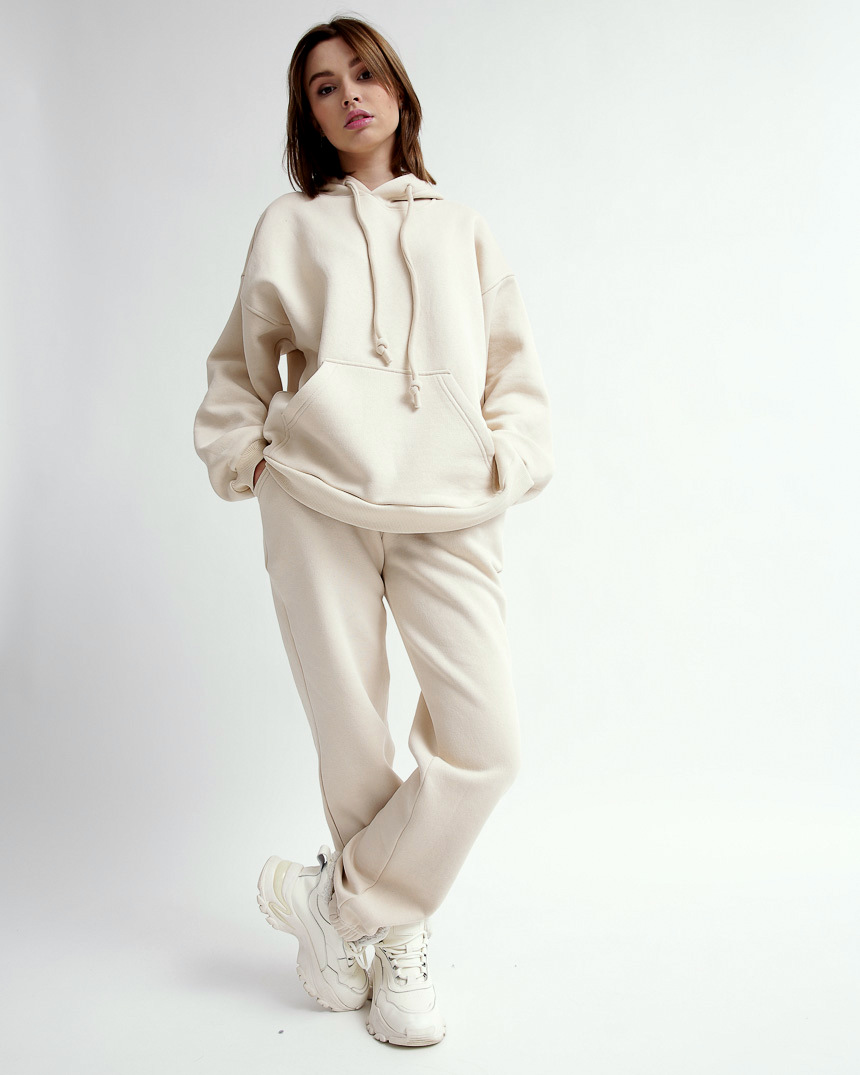 Теплий спортивний костюм на флісі бежевий | 74245