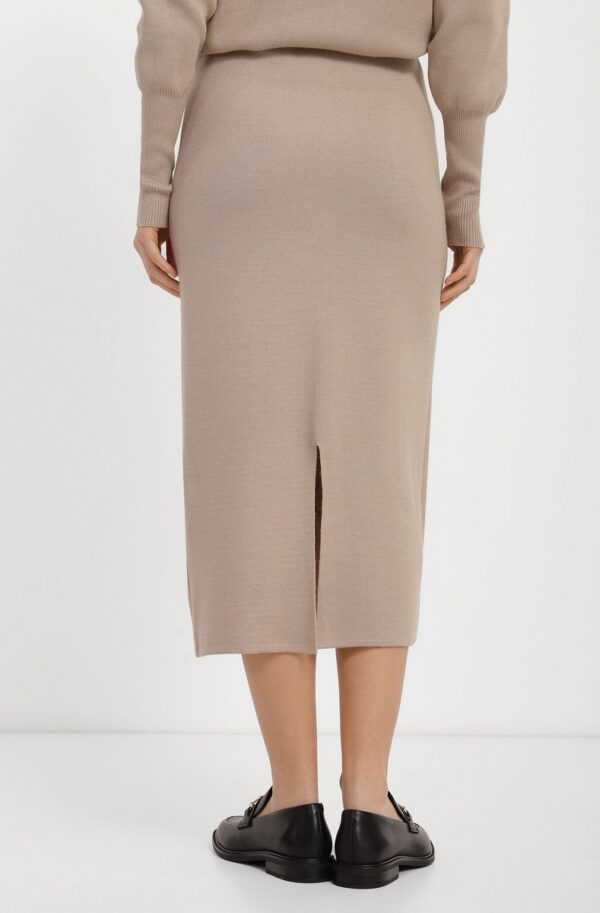 Трикотажна спідниця з розрізом бежева | 73872