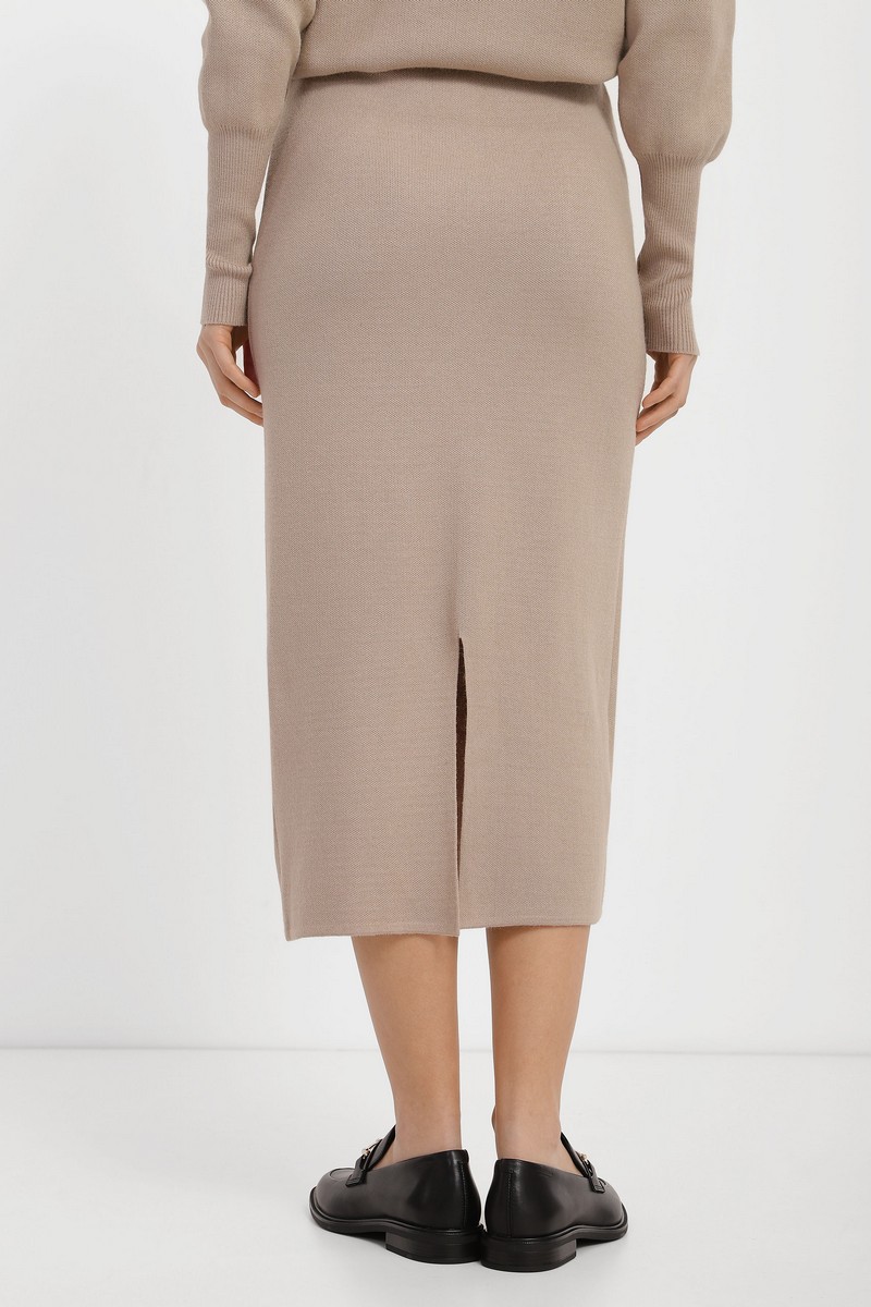 Трикотажна спідниця з розрізом бежева | 73872 Трикотажна спідниця з розрізом бежева | 73872