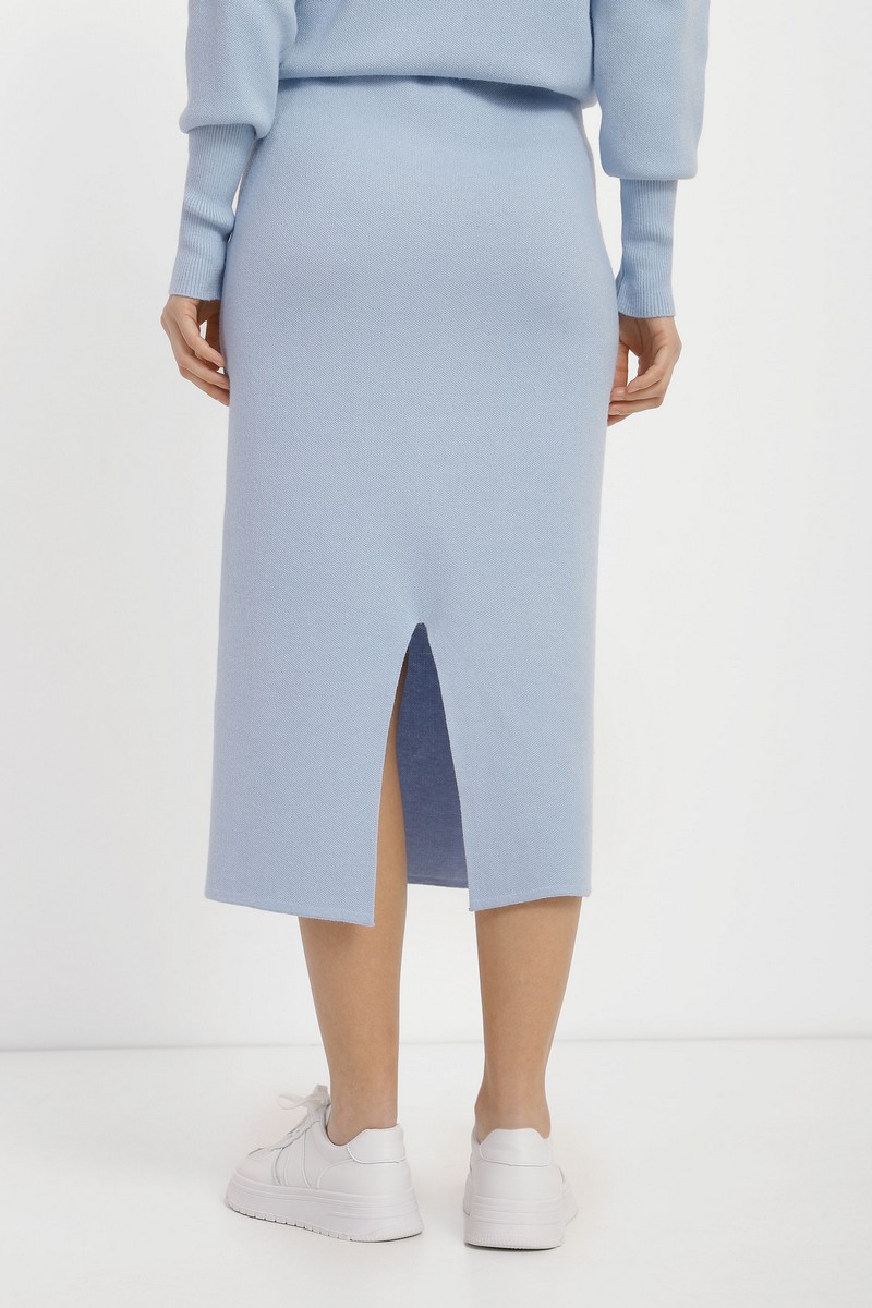 Трикотажна спідниця з розрізом блакитна | 73879 Трикотажна спідниця з розрізом блакитна | 73879