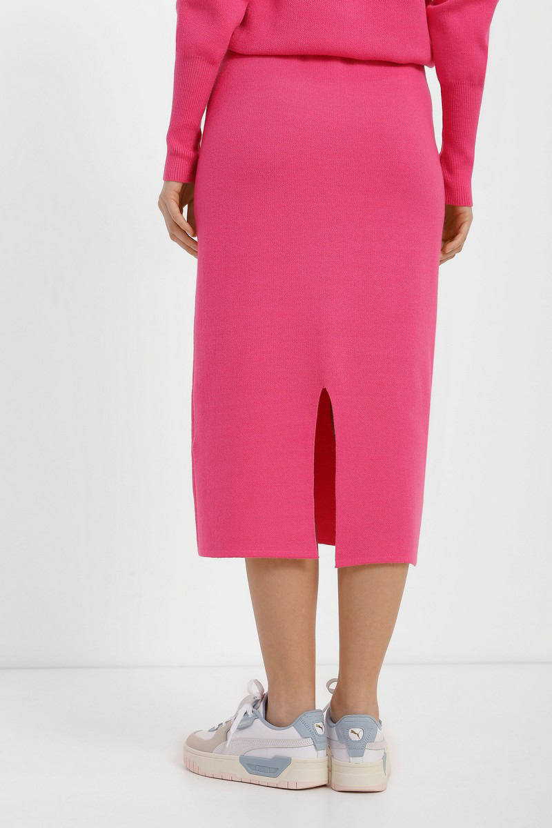 Трикотажна спідниця з розрізом рожева | 73863
