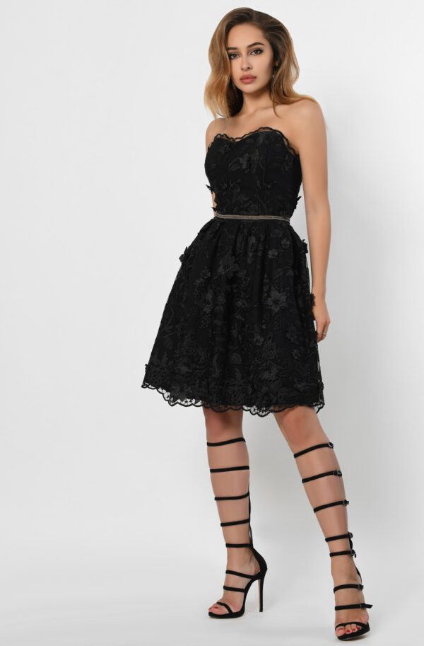 Вечірня ажурна сукня бебі-дол чорна | 74088