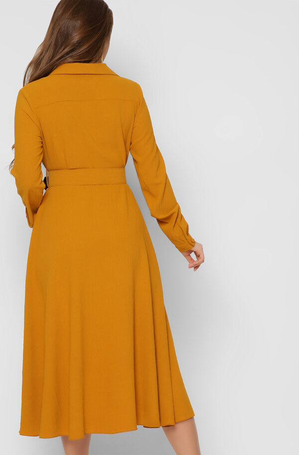 Розкльошене плаття гірчичне | 74054