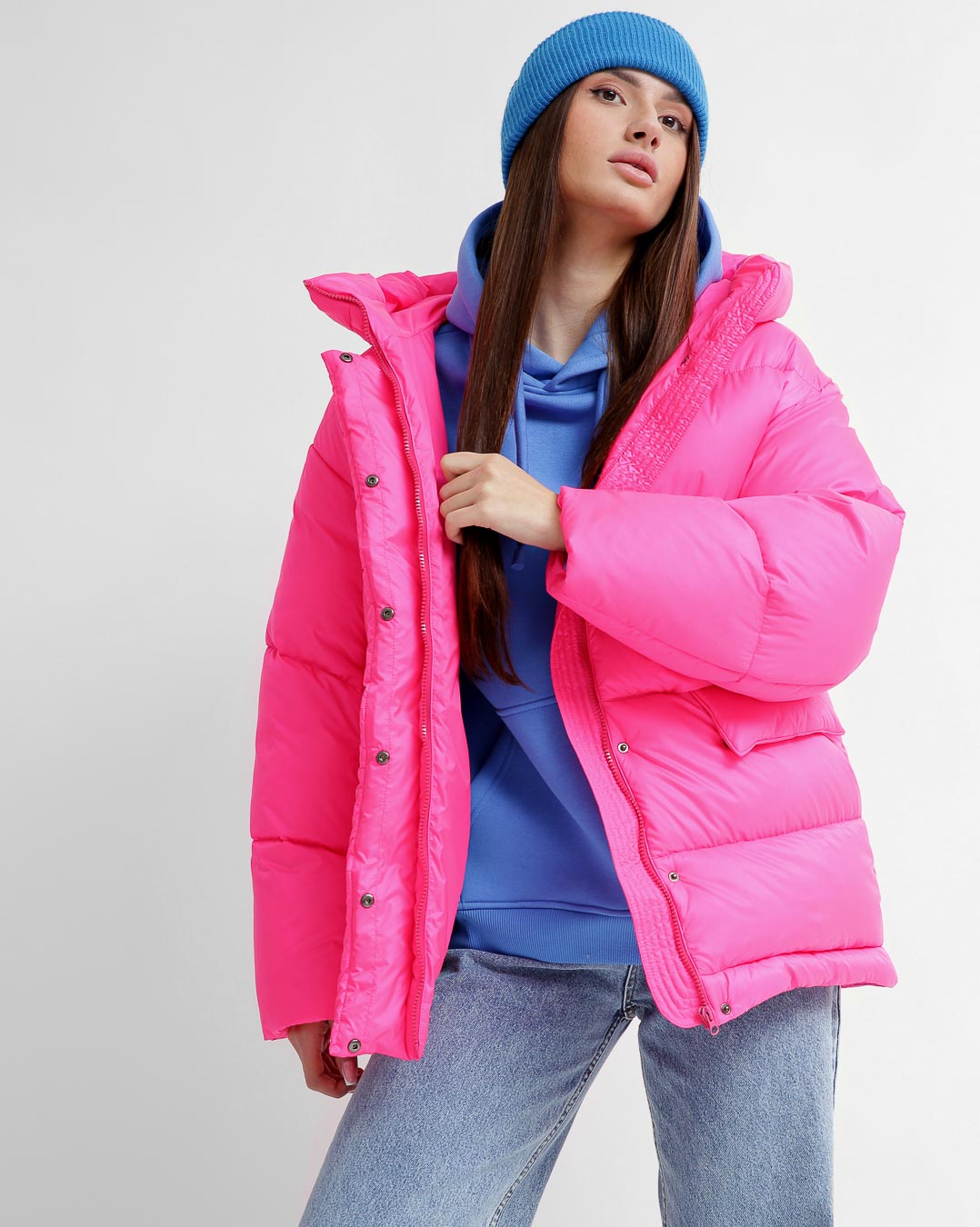 Жіночий короткий пуховик малиновий | 74278 Жіночий короткий пуховик малиновий | 74278