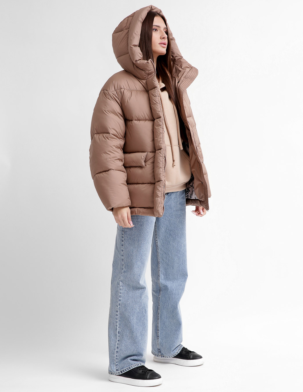 Жіночий короткий пуховик кольору капучино | 74335 Жіночий короткий пуховик кольору капучино | 74335