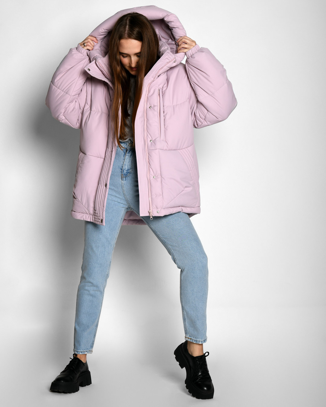 Жіноча зимова куртка пудрова | 74411 Жіноча зимова куртка пудрова | 74411