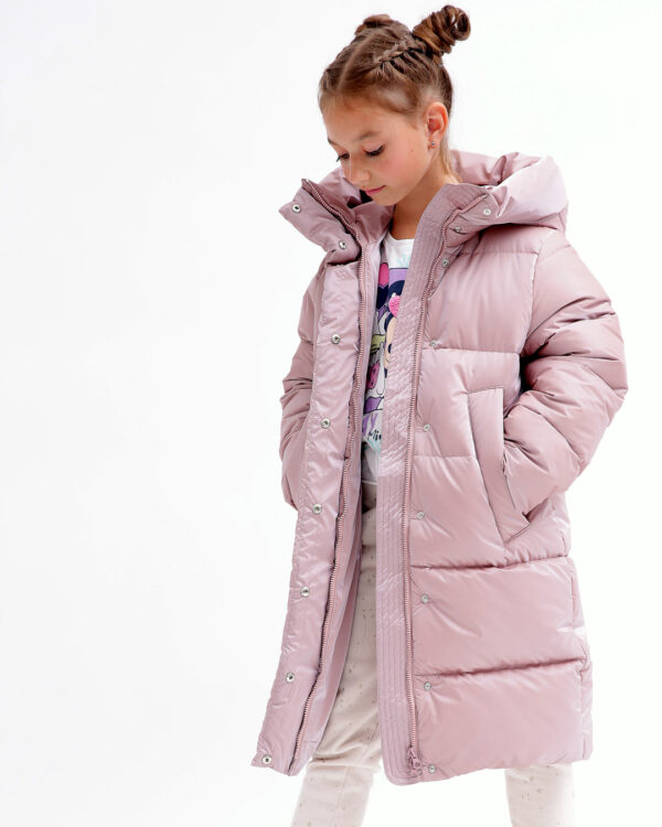 Пухова куртка зимова пудрова для дівчаток | 74588