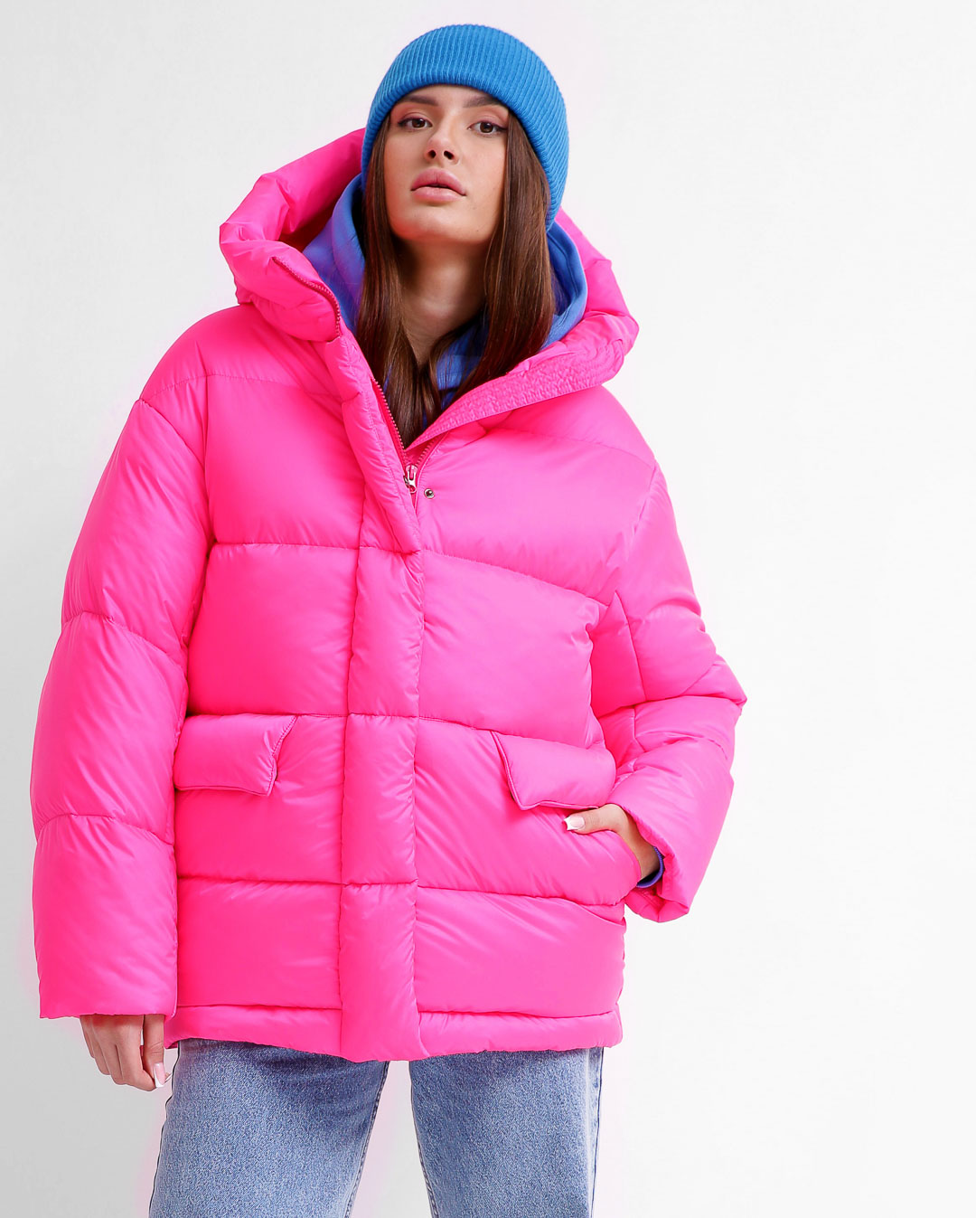 Жіночий короткий пуховик малиновий | 74278 Жіночий короткий пуховик малиновий | 74278