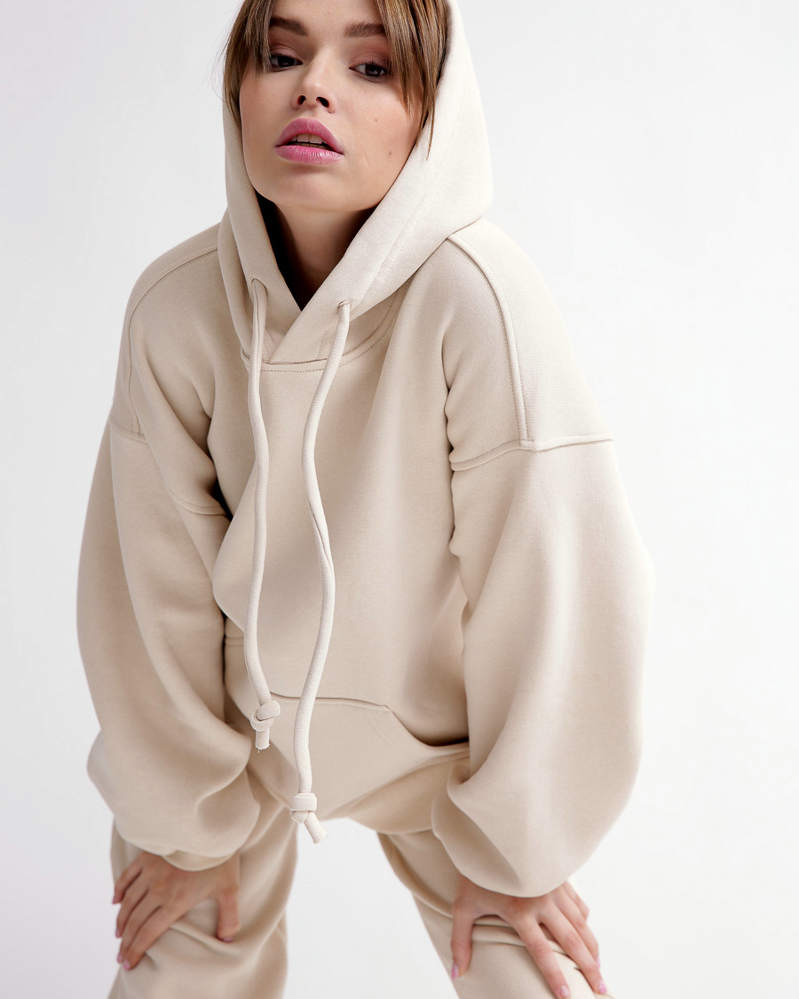 Теплий спортивний костюм на флісі бежевий | 74245