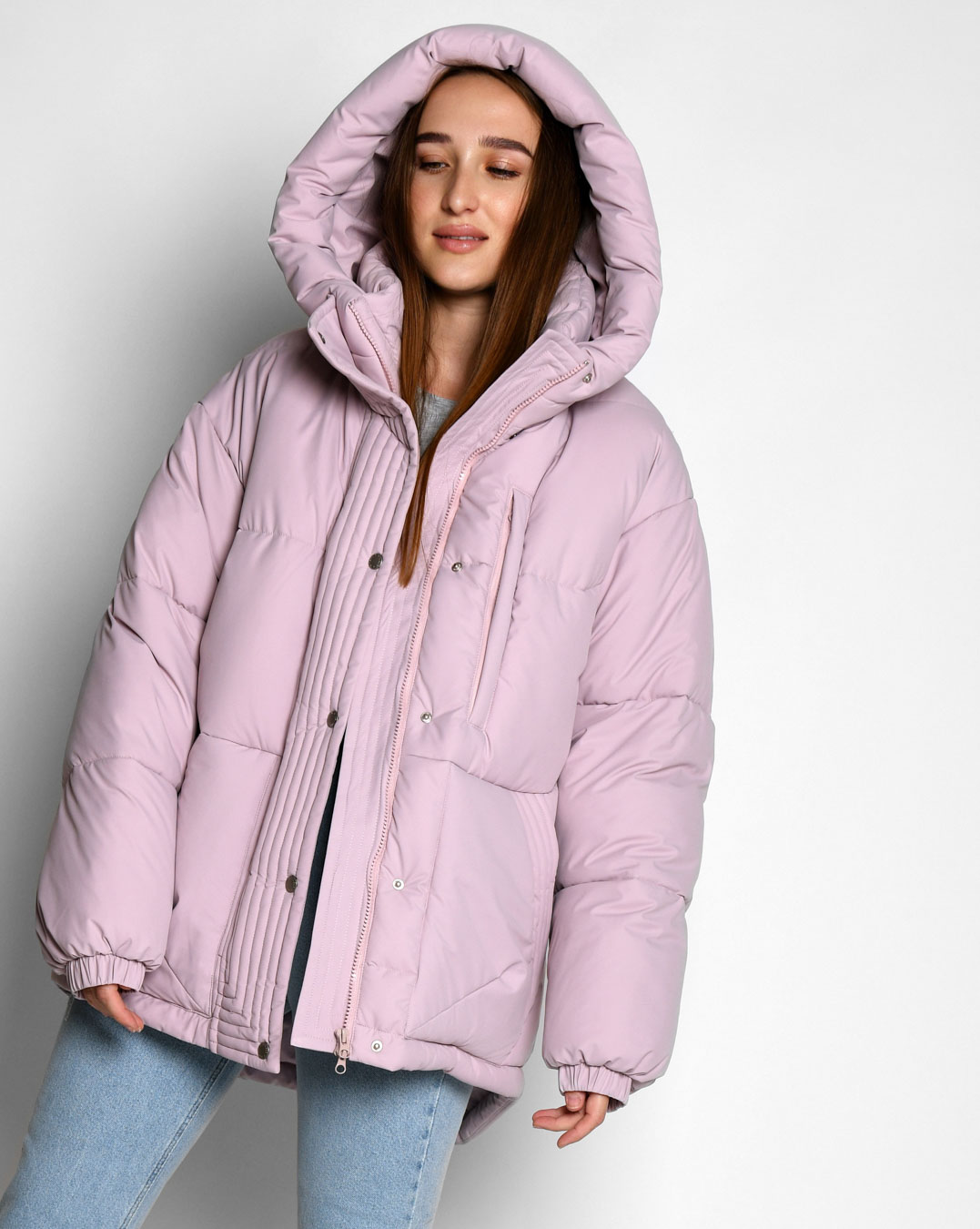 Жіноча зимова куртка пудрова | 74411 Жіноча зимова куртка пудрова | 74411