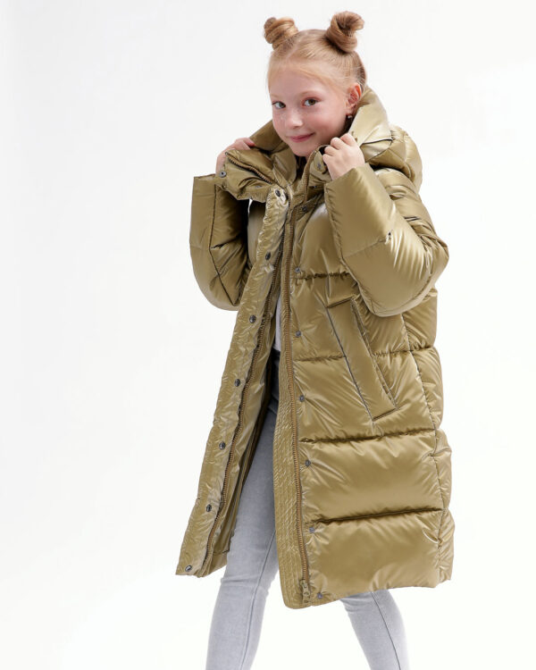 Пухова куртка зимова бронзова для дівчаток | 74597