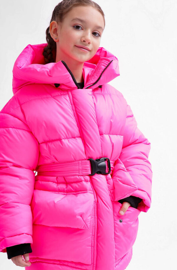 Пухова куртка для дівчаток яскраво-рожева | 74560