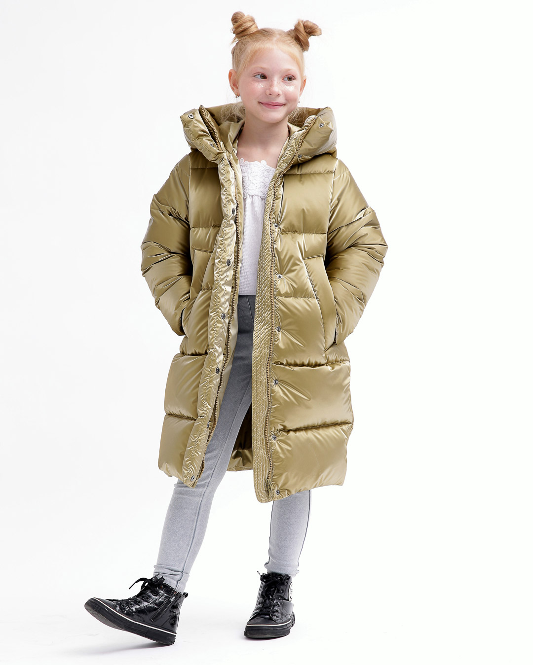 Пухова куртка зимова бронзова для дівчаток | 74597 Пухова куртка зимова бронзова для дівчаток | 74597