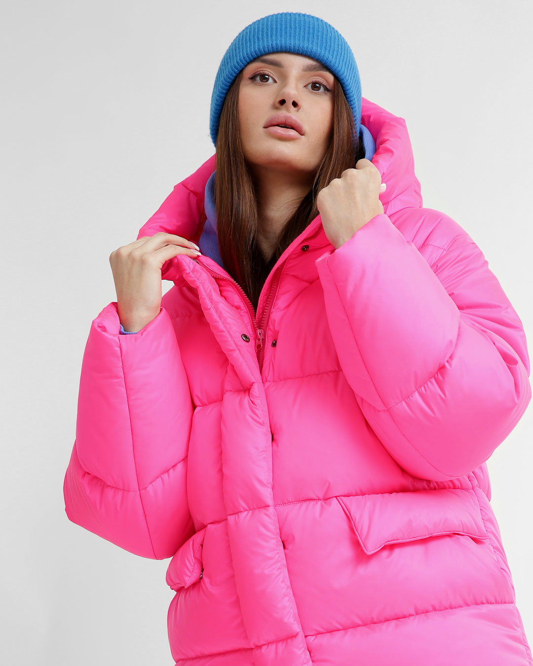Жіночий короткий пуховик малиновий | 74278 Жіночий короткий пуховик малиновий | 74278