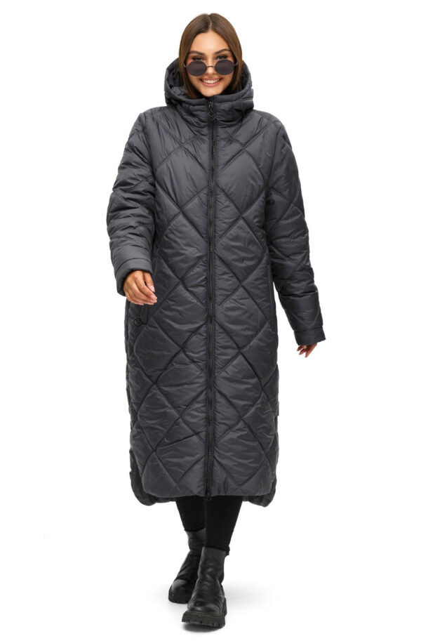 Стьобана довга зимова куртка графіт | 75150
