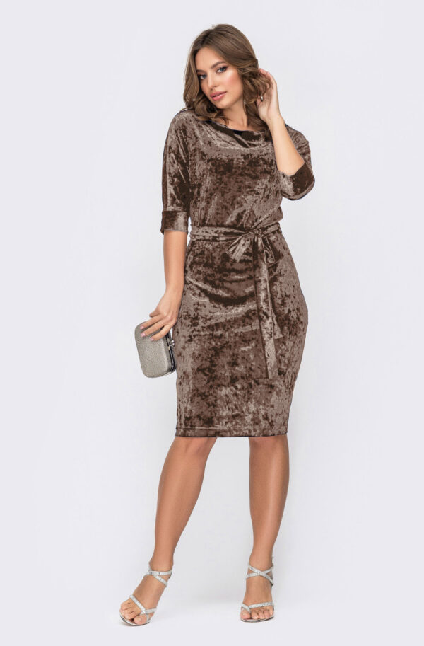Плаття з оксамиту коричневе | 75504
