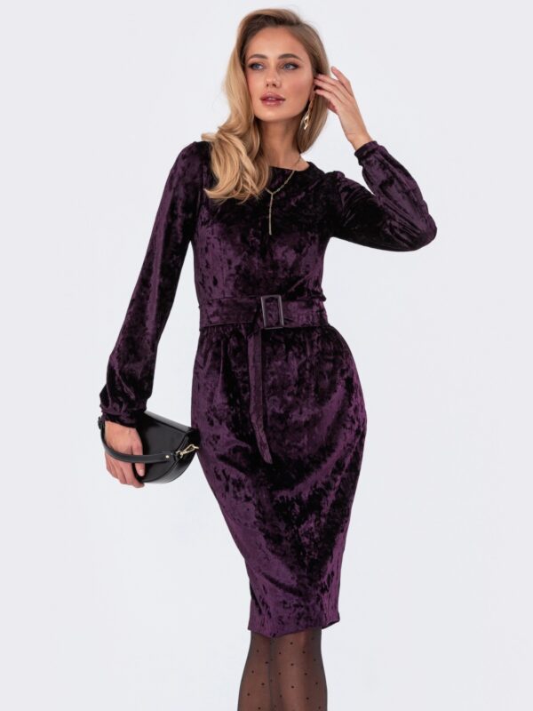 Плаття-міді фіолетове з оксамиту | 75567
